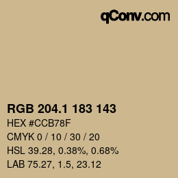 カラーコード: RGB 204.1 183 143 | qconv.com
