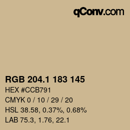 カラーコード: RGB 204.1 183 145 | qconv.com