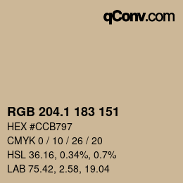 カラーコード: RGB 204.1 183 151 | qconv.com