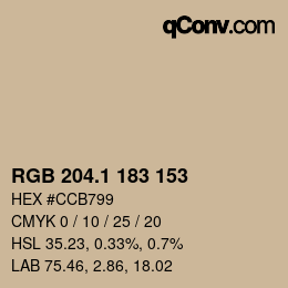 カラーコード: RGB 204.1 183 153 | qconv.com