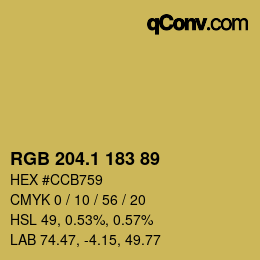 カラーコード: RGB 204.1 183 89 | qconv.com