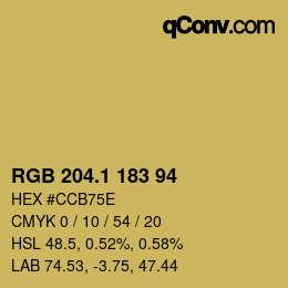 カラーコード: RGB 204.1 183 94 | qconv.com