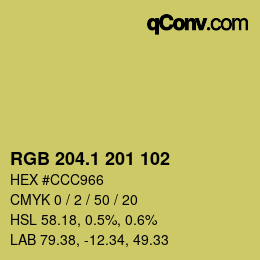 カラーコード: RGB 204.1 201 102 | qconv.com