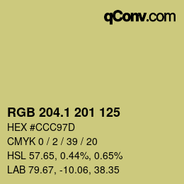 カラーコード: RGB 204.1 201 125 | qconv.com