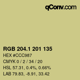 カラーコード: RGB 204.1 201 135 | qconv.com