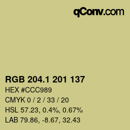 カラーコード: RGB 204.1 201 137 | qconv.com