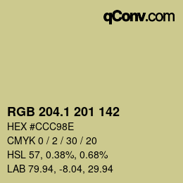 カラーコード: RGB 204.1 201 142 | qconv.com