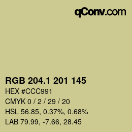 カラーコード: RGB 204.1 201 145 | qconv.com