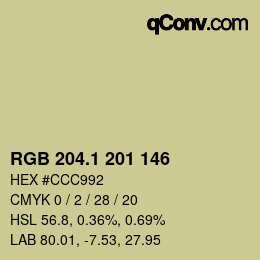 カラーコード: RGB 204.1 201 146 | qconv.com