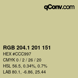 カラーコード: RGB 204.1 201 151 | qconv.com