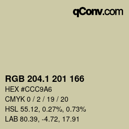 カラーコード: RGB 204.1 201 166 | qconv.com