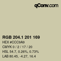 カラーコード: RGB 204.1 201 169 | qconv.com