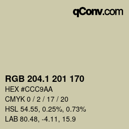カラーコード: RGB 204.1 201 170 | qconv.com
