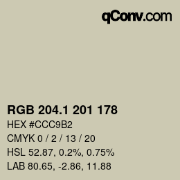 Color code: RGB 204.1 201 178 | qconv.com