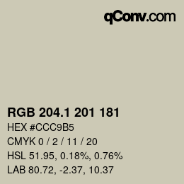 カラーコード: RGB 204.1 201 181 | qconv.com