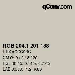 Color code: RGB 204.1 201 188 | qconv.com