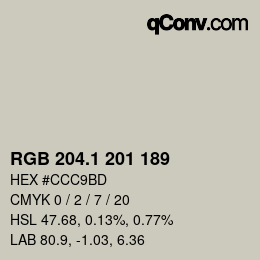 カラーコード: RGB 204.1 201 189 | qconv.com