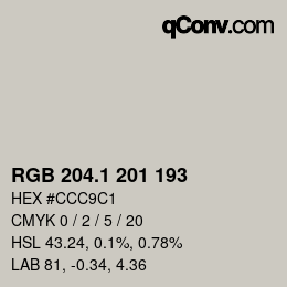 カラーコード: RGB 204.1 201 193 | qconv.com