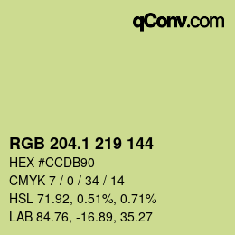 カラーコード: RGB 204.1 219 144 | qconv.com