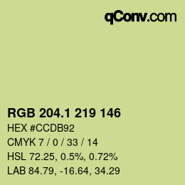 カラーコード: RGB 204.1 219 146 | qconv.com