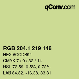 カラーコード: RGB 204.1 219 148 | qconv.com