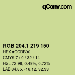 カラーコード: RGB 204.1 219 150 | qconv.com