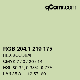 カラーコード: RGB 204.1 219 175 | qconv.com