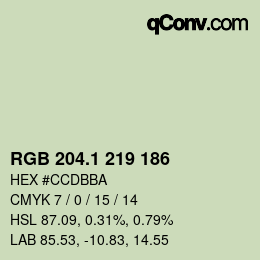 カラーコード: RGB 204.1 219 186 | qconv.com