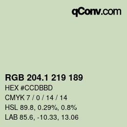 カラーコード: RGB 204.1 219 189 | qconv.com