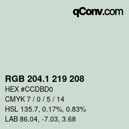 カラーコード: RGB 204.1 219 208 | qconv.com
