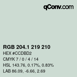 カラーコード: RGB 204.1 219 210 | qconv.com