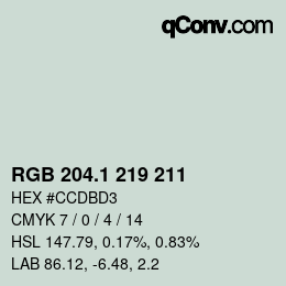 カラーコード: RGB 204.1 219 211 | qconv.com