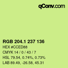 カラーコード: RGB 204.1 237 136 | qconv.com