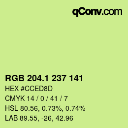 カラーコード: RGB 204.1 237 141 | qconv.com