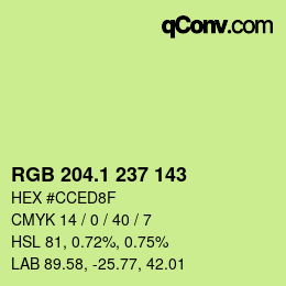 カラーコード: RGB 204.1 237 143 | qconv.com