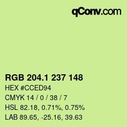 カラーコード: RGB 204.1 237 148 | qconv.com