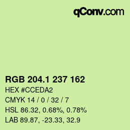 カラーコード: RGB 204.1 237 162 | qconv.com