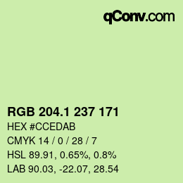 カラーコード: RGB 204.1 237 171 | qconv.com