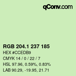カラーコード: RGB 204.1 237 185 | qconv.com