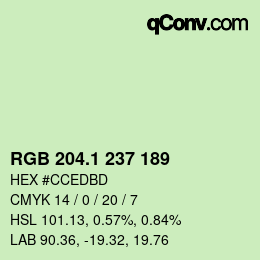 カラーコード: RGB 204.1 237 189 | qconv.com