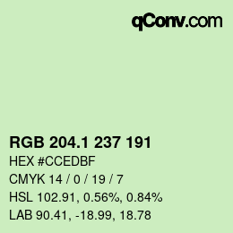 Color code: RGB 204.1 237 191 | qconv.com