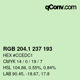 カラーコード: RGB 204.1 237 193 | qconv.com