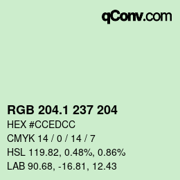 カラーコード: RGB 204.1 237 204 | qconv.com