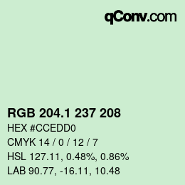 カラーコード: RGB 204.1 237 208 | qconv.com