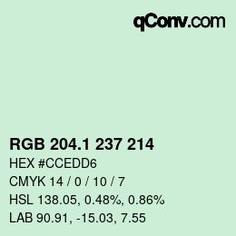 カラーコード: RGB 204.1 237 214 | qconv.com