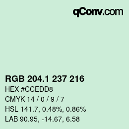 カラーコード: RGB 204.1 237 216 | qconv.com