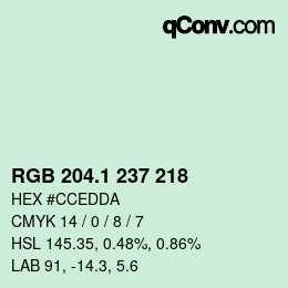 カラーコード: RGB 204.1 237 218 | qconv.com