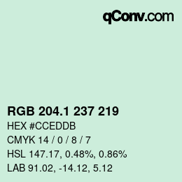 Color code: RGB 204.1 237 219 | qconv.com