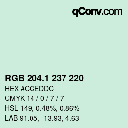 カラーコード: RGB 204.1 237 220 | qconv.com