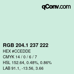 カラーコード: RGB 204.1 237 222 | qconv.com